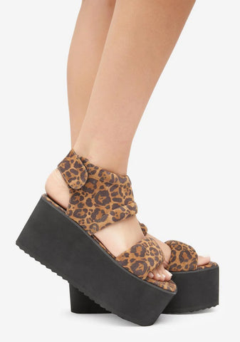 Tan Leopard Bibestie Platform Sandals