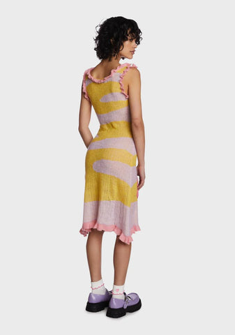 Pink Knitted Flower Dress