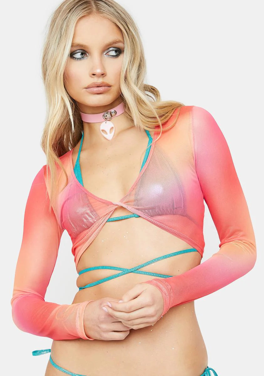 Sherbet Sunrise Sheer Crop Top