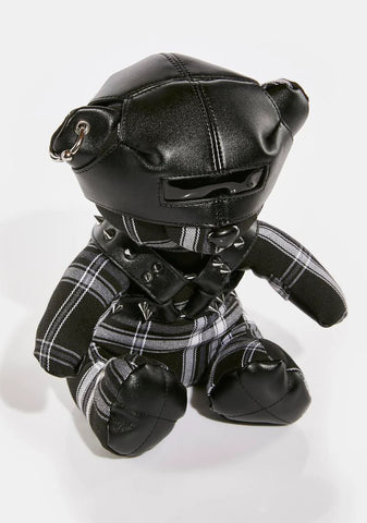 Distortion Plaid Bear Keychain Plushie
