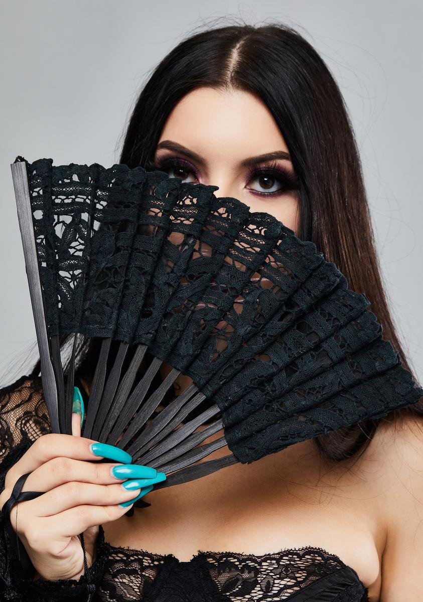 Black Gothic Lace Fan