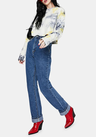 Dark Wash Extra Long Straight Jeans