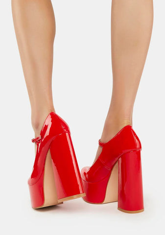 Red Sparkley Patent Platform Heels