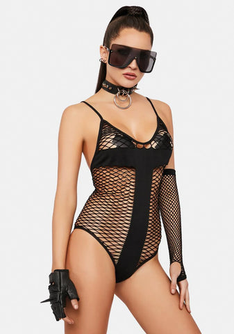 Moving Fast Fishnet Teddy