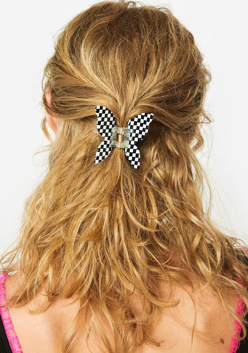One Way Flight Checkered Hair Clip