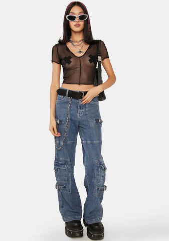 Onyx Jealous Ex Mesh Crop Top