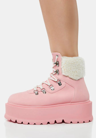 Pink Kaldor Platform Hiker Boots