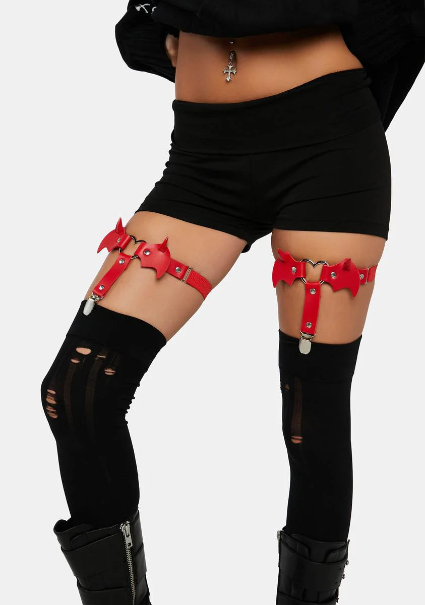 Speak Of The Devil Garter Set
