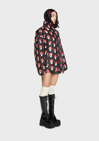 Mushroom Print Puffer Jacket