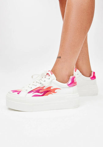 Paired Flames Chunky Sneakers