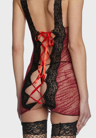 Bold Desires Lace Up Fishnet Dress