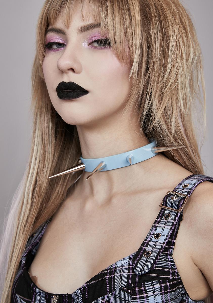 Blue Super Long Spike Choker