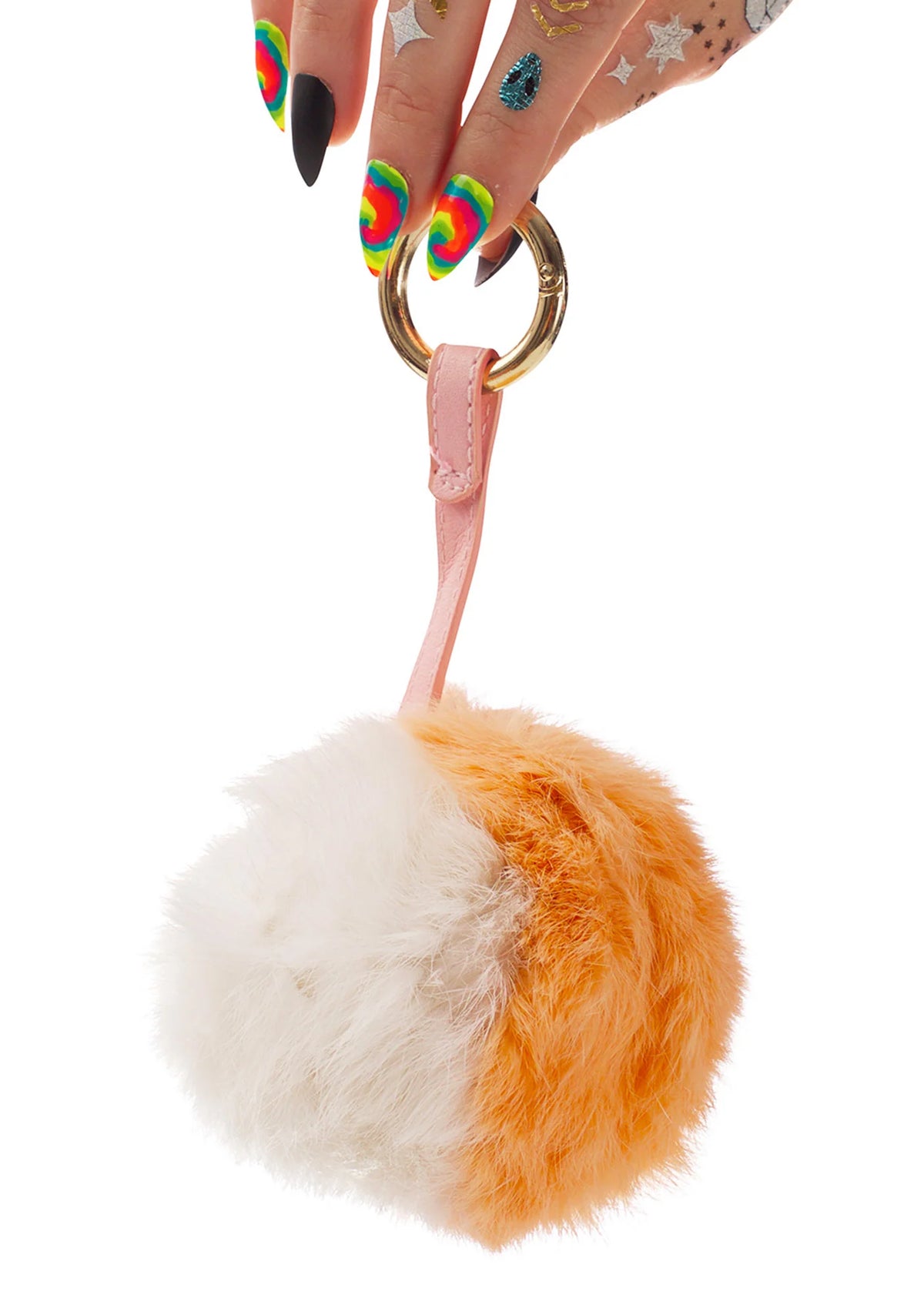 Split Personality Fluffy Pom Keychain