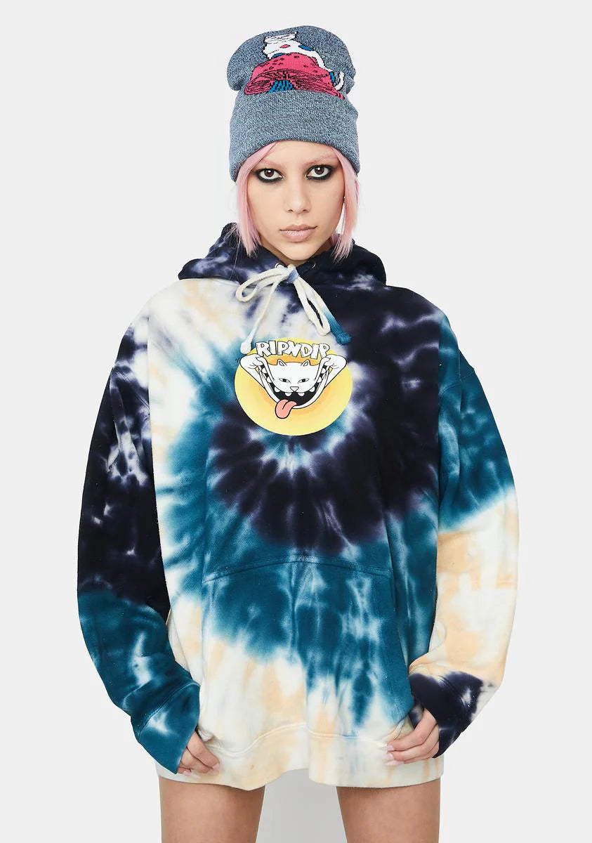 Spiral Tie Dye Big Smile Graphic Hoodie