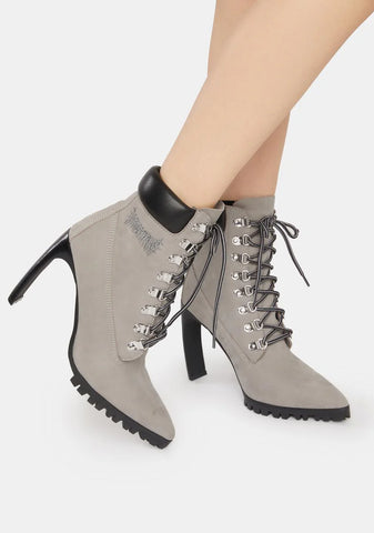 Snare Suede Pointed Toe Heeled Work Boots