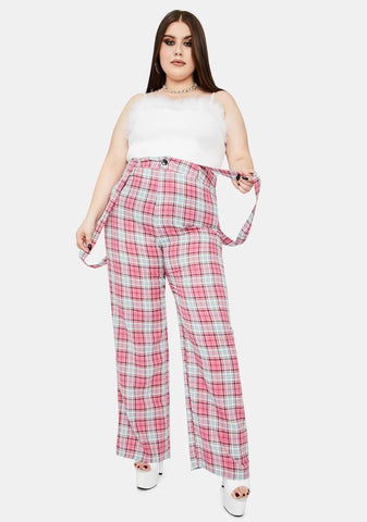 Always Take My Lead Suspender Plaid Pants