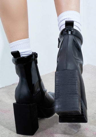 Miss Bad Media Patent Ankle Boots