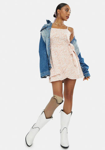 Broken Hearted Floral Wrap Mini Dress