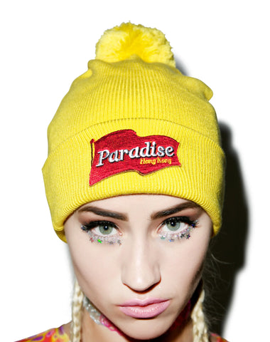 Mustard Pom Pom Beanie
