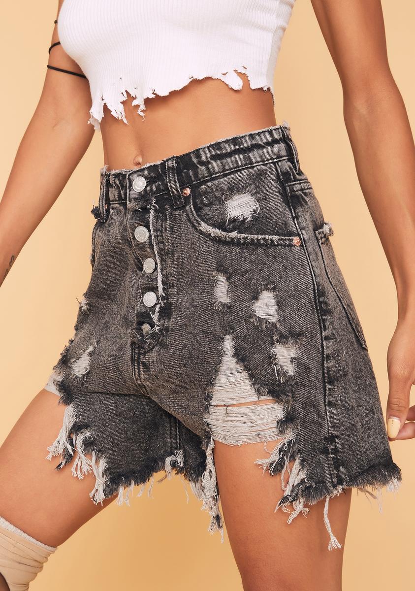 Make Way Distressed Denim Shorts