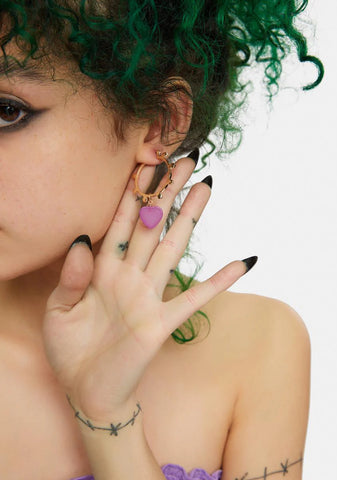 Loving Side Heart Hoop Earrings