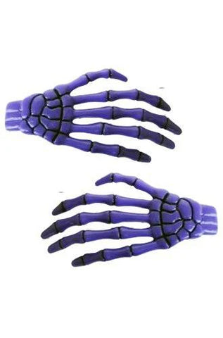 Skeleton Bone Hands Hair Slides - Pink