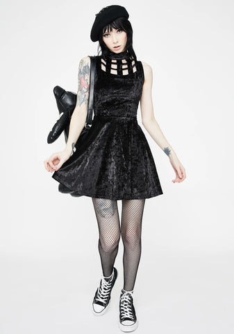 Velveteen Dream Caged Neck Mini Dress