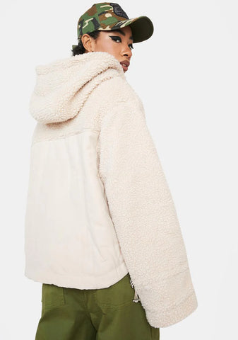 Sand King Sized Shearling Hoodie