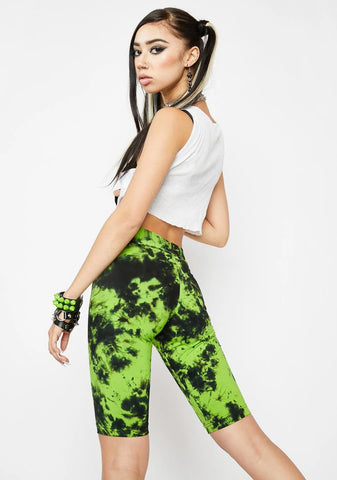 Green Tie Dye Tattoo Biker Shorts