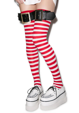 Santa Striped Thigh Highs