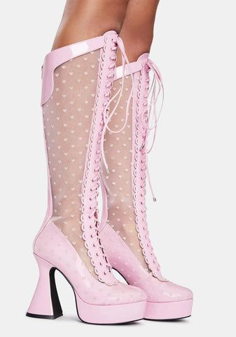 Playing Cupid Lace Up Boots
