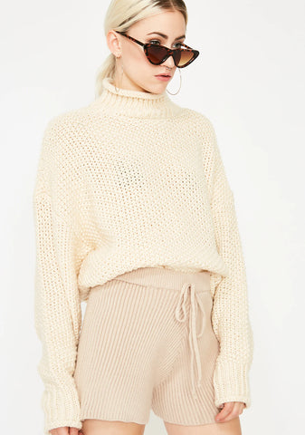 Latte Sweater Weather Knit Shorts