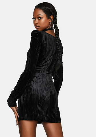 Textured Velvet Square Hip Dress