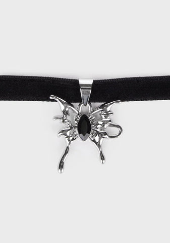 Warped Utopia Velvet Choker - Black