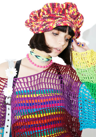 Vintage Crochet Wool Beret