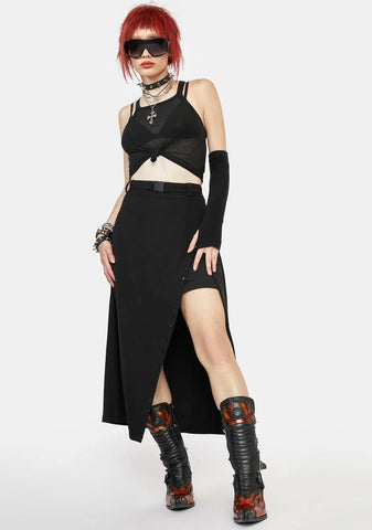 Side Split High Waist Midi Skirt