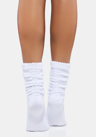 White Slouch Crew Socks