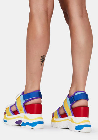 Retro Rainbow Peach Platform Sandals