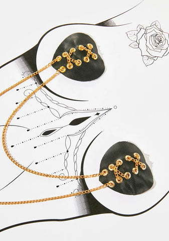 Black & Gold Corset Chain Pasties