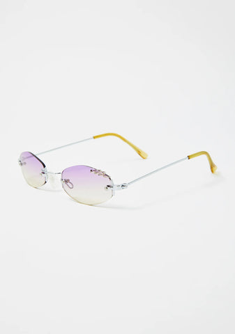 Pierced Gradient Oval Sunglasses