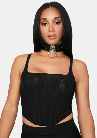 Noir No Comparison Mesh Corset Top