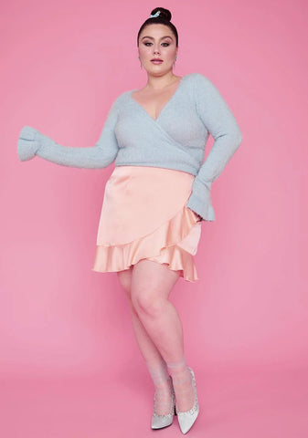 Plus Aqua Cherish My Love Wrap Sweater