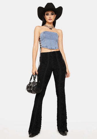 Straight Face Denim Corset Top