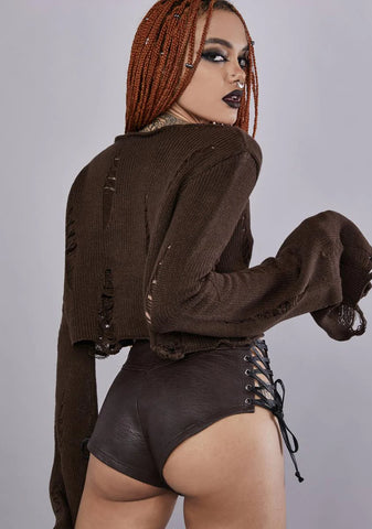 You Must Believe Lace Up Shorts