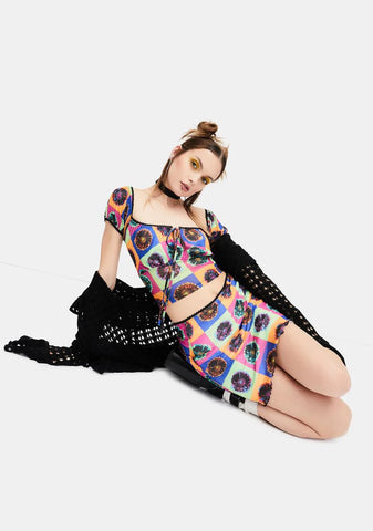 Neo-Psychedelic Mesh Crop Top