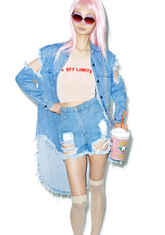 Tattered Denim Shorts