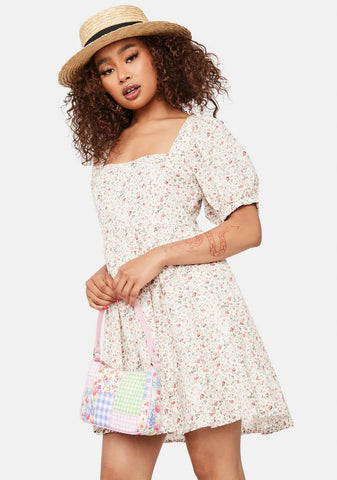 In The Garden Puff Sleeve Mini Dress