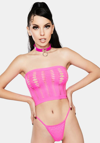 Baddie in Bandeau Top G-String Matching Stockings