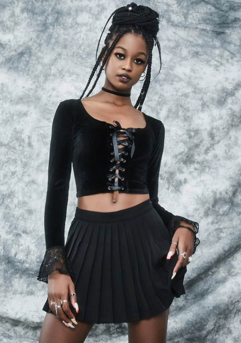 Charm Class Hero Velvet Crop Top