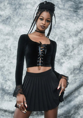 Charm Class Hero Velvet Crop Top